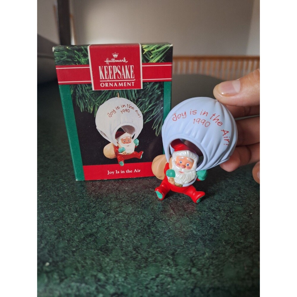 Hallmark Joy Is In The Air 1990 Keepsake Ornament Skydiving Santa Parachute